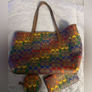 Coach Pride collection Tote Bag with wallet and coin purse looks brand new